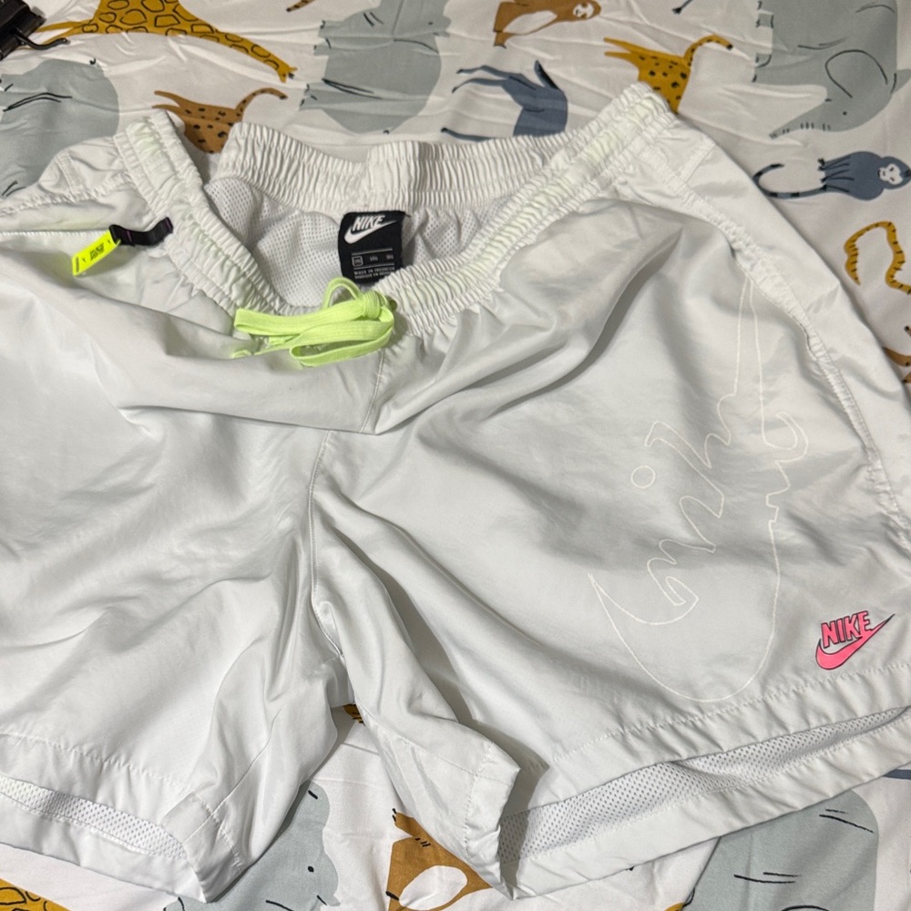Nike White and Neon Shorts